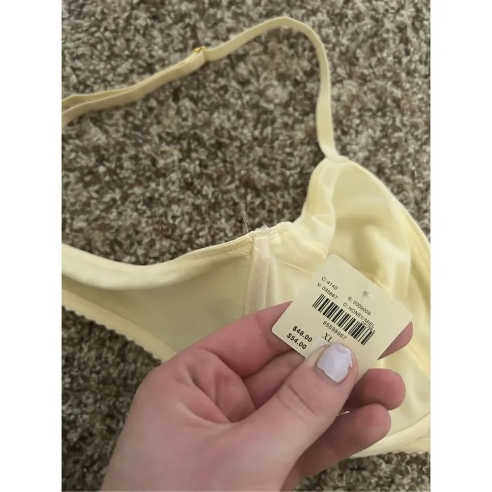 Anthropologie Yellow Silk-Like Unlined Bra Size XL